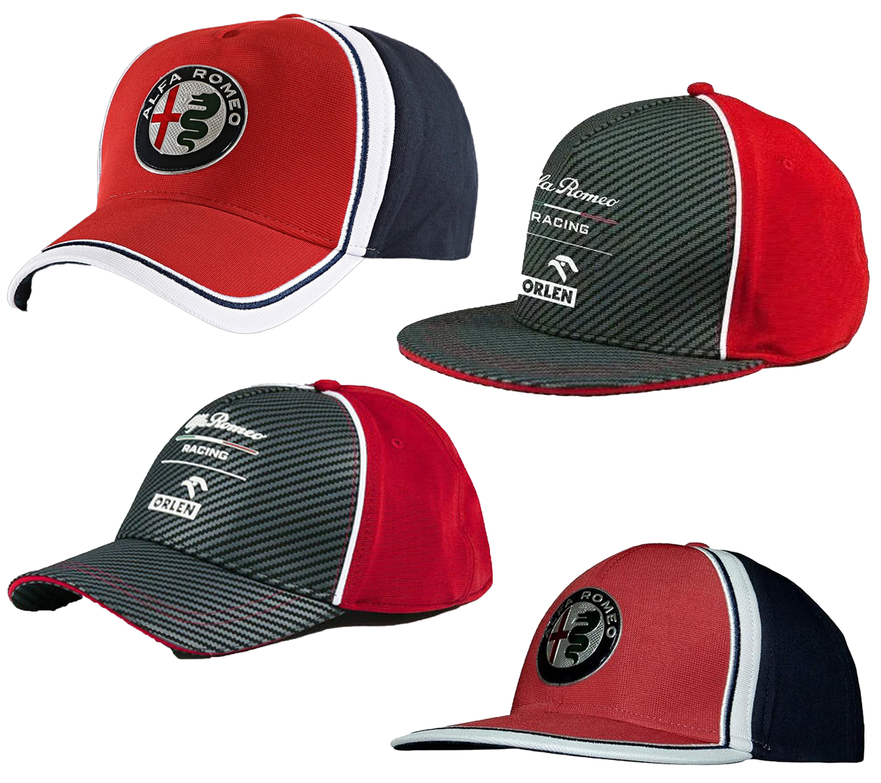 ALFA ROMEO Base-Cap für Damen oder Herren mit Logo-auf der Front Baumwoll-Cap in Dunkelblau/Rot/Weiß oder Grau/Rot/Weiß von ALFA ROMEO