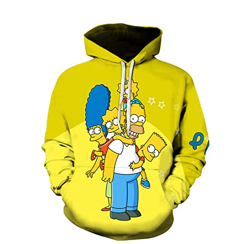 Druck Kapuzenpullover Europäischer und amerikanischer Frühlings- und Herbsttrend Cartoon Anime Simpsons 3D-Digitaldruck Männer Loser Hoodie Langarmpullover-3XL von ALFIBO