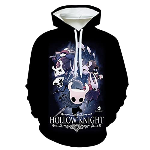 ALFIBO Unisex Druck Kapuzenpullover Hollow Knight Mobile Games 3D-Digitaldruck Lässiger Kapuzenpullover für Männer und Frauen Langarm Oversize Sweatshirt Loose Fit Kapuzenjacke mit Großer Tasche-XXL von ALFIBO