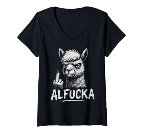 Damen ALFUCKA - Lama Mich Nicht voll. Alpaca Llama LAMA ALPAKA T-Shirt mit V-Ausschnitt Damen ALFUCKA - Lama Mich Nicht voll. Alpaca Llama LAMA ALPAKA T-Shirt mit V-Ausschnitt von ALFUCKA - Fresse Ruhe Chillen Lustiges Alpaka