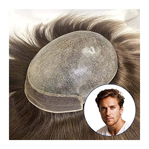 Männer Perücke Bio-Toupet for Männer, Schweizer Spitzenfront und 0,06 mm PU-Basis, männliche Haarprothese, 20 x 25 cm, Echthaar-Ersatzsystem, Einheitsperücken Perücke Mann (Color : 30mm Wave, Size : von ALHLL