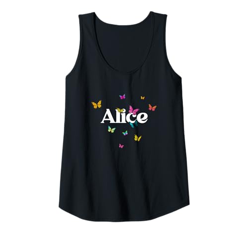 Damen Alice - Schöner Mädchen Name mit bunten Schmetterlingen Tank Top Damen Alice - Schöner Mädchen Name mit bunten Schmetterlingen Tank Top von ALICE Tochter Enkel Geburtstag Geschenkideen