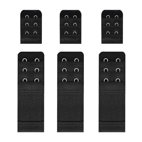 ALICEEDG 6 Stück BH-Verlängerer, BH Verlängerer 3 Reihen 2 Haken, Bra Extender BH Verlängerung, Bequem Elastisch BH Verschluss Verlängerung für Damen und Damen (Schwarz) von ALICEEDG