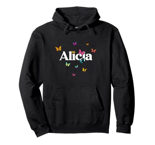 ALICJA - Schöner Mädchen Name mit bunten Schmetterlingen Pullover Hoodie von ALICJA Tochter Enkel Geburtstag Geschenkideen