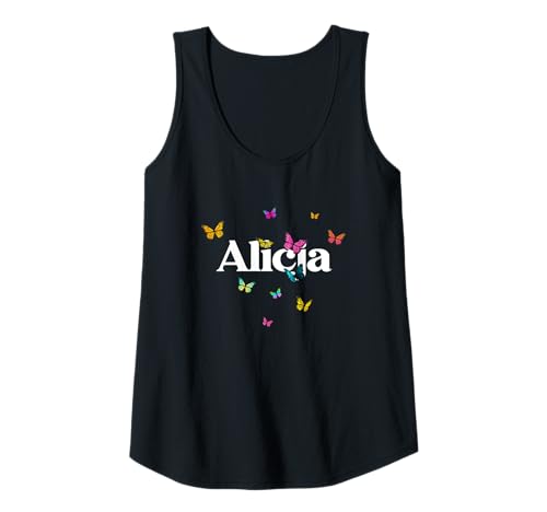 Damen ALICJA - Schöner Mädchen Name mit bunten Schmetterlingen Tank Top von ALICJA Tochter Enkel Geburtstag Geschenkideen