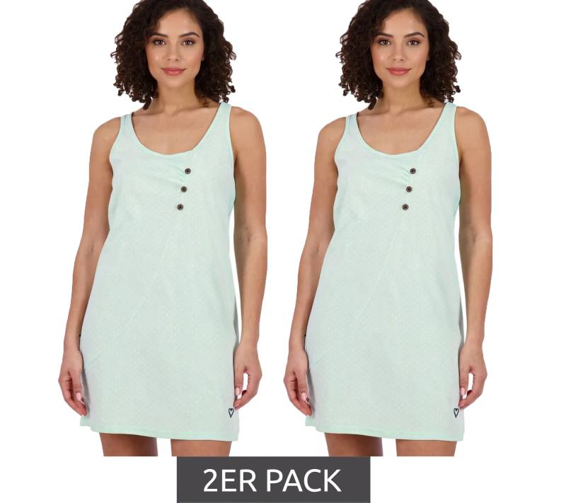 2er Sparpack ALIFE AND KICKIN CamyAK B Damen Mini-Kleid Baumwoll-Kleid mit Punkten Sommer-Kleid 54009000 Aqua-Blau von ALIFE AND KICKIN