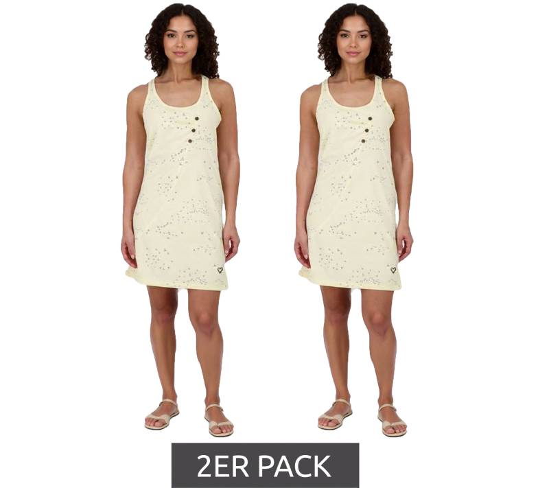 2er Sparpack ALIFE AND KICKIN CamyAK B Damen Mini-Kleid Baumwoll-Kleid mit Vögeln Sommer-Kleid 97916922 Butter-Beige von ALIFE AND KICKIN