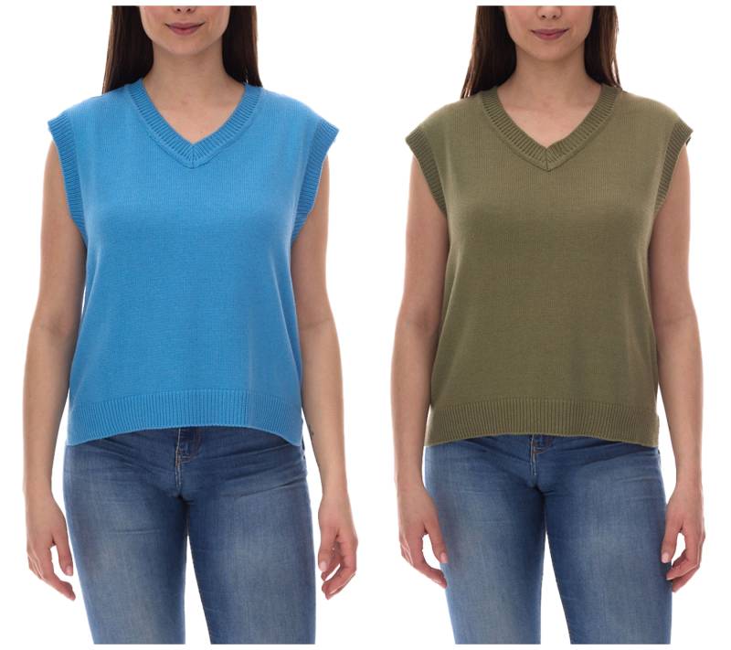 ALIFE AND KICKIN AudraAK Damen Strick-Pullunder mit V-Ausschnitt Sommer-Shirt Blau oder Grün von ALIFE AND KICKIN