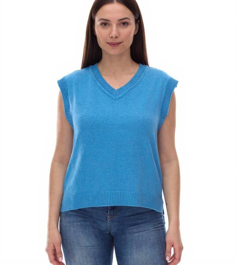 ALIFE AND KICKIN AudraAK Damen Strick-Pullunder mit V-Ausschnitt Sommer-Shirt 66809103 Blau von ALIFE AND KICKIN