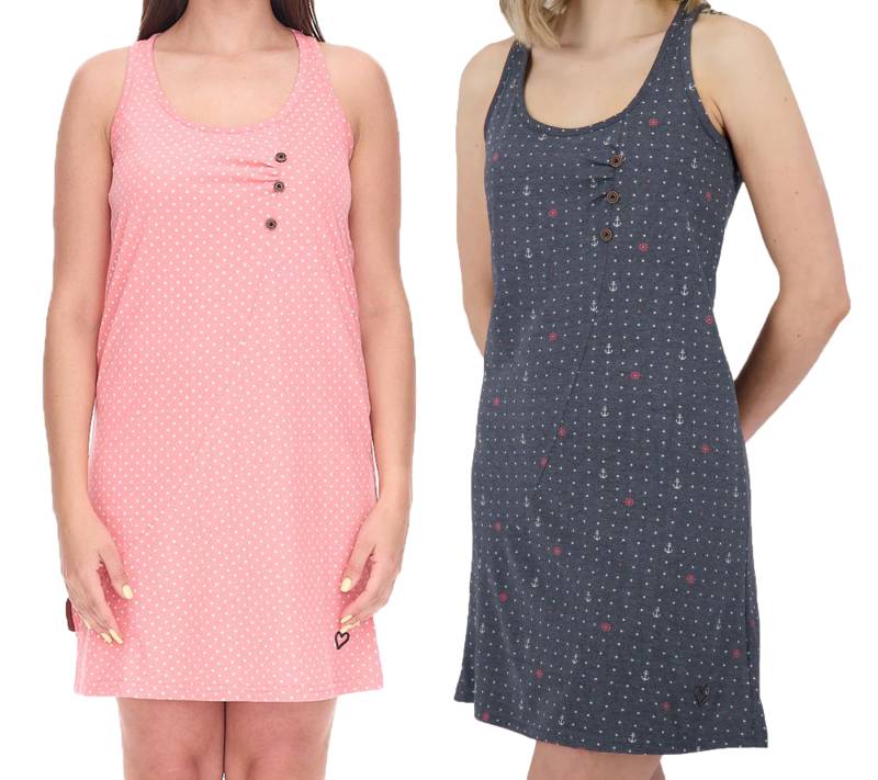 ALIFE AND KICKIN CamyAK B Damen Mini-Kleid gepunktetes Baumwoll-Kleid Sommer-Kleid Navy oder Rosa von ALIFE AND KICKIN