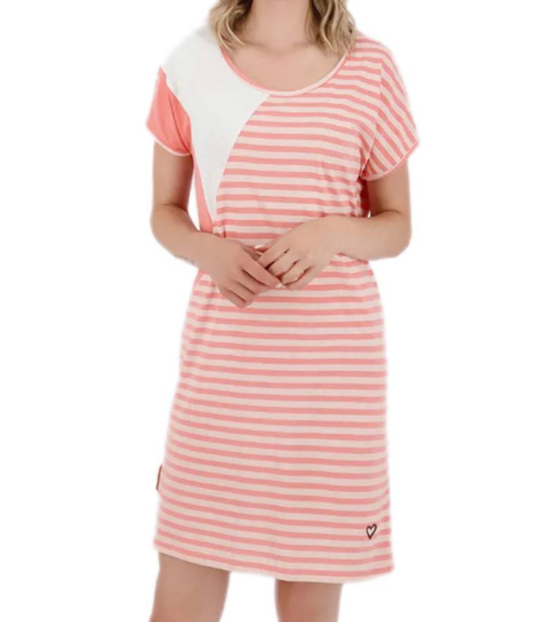 ALIFE AND KICKIN Damen Sommer-Kleid Mini-Kleid gestreift 39559503 Apricot/Rosa von ALIFE AND KICKIN