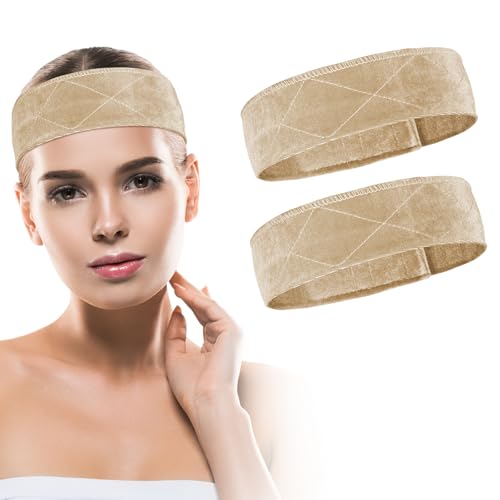 ALIIP Elastisches Perückengriff, 2 Stück Wig Band Samt Perücke Stirnband mit Klettverschluss, Perückenband Verstellbare, Leimlos, Rutschfest, für Perücken Damen Männer Sport, Hautfarbe von ALIIP