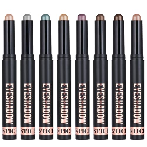 ALIIP Eyeshadow Stick, 8 Farben Creamy Eyeshadow Stick Set Matte und Glitter, Schimmer Lidschatten Sticks Set Lidschatten Stift Langanhaltender, Weicher Cremiger Textur, A von ALIIP