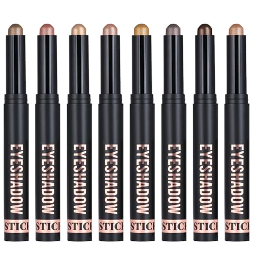 ALIIP Eyeshadow Stick, 8 Farben Creamy Eyeshadow Stick Set Matte und Glitter, Schimmer Lidschatten Sticks Set Lidschatten Stift Langanhaltender, Weicher Cremiger Textur, B von ALIIP