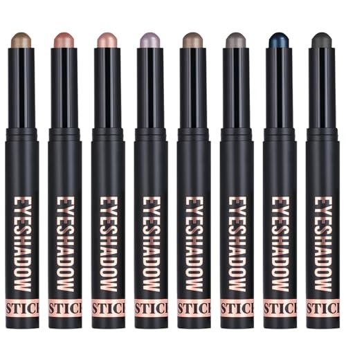 ALIIP Eyeshadow Stick, 8 Farben Creamy Eyeshadow Stick Set Matte und Glitter, Schimmer Lidschatten Sticks Set Lidschatten Stift Langanhaltender, Weicher Cremiger Textur, C von ALIIP