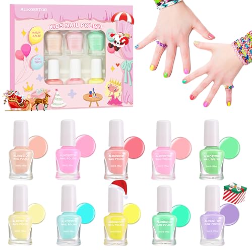 ALIKOSSTOR Kinder Nagellack - Schnell trocknende ungiftige Nagellack Set für Mädchen, 10 Pastell Macaron Farben Peel Off Wasserbasis Nagellack Spielzeug Kit für Kleinkind Teenager ALIKOSSTOR Kinder Nagellack - Schnell trocknende ungiftige Nagellack Set für Mädchen, 10 Pastell Macaron Farben Peel Off Wasserbasis Nagellack Spielzeug Kit für Kleinkind Teenager von ALIKOSSTOR
