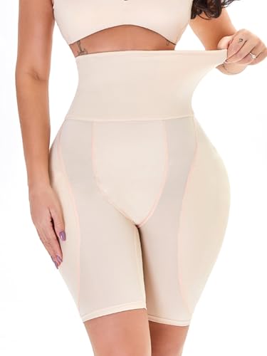ALINBAIST High Waist Butt Lifter Shapewear Shorts für Frauen - Hüftpolster & Bauchkontrolle gepolsterte Unterwäsche für kurvigen Look, Beige (High Waist Butt Lifter), Large von ALINBAIST