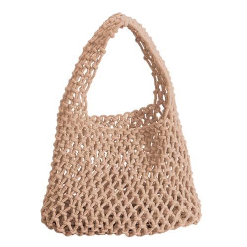 ALINUOYQ Baumwollseilfischereinetz Eimer-Beutel for Frauen Mädchen Oberste Grifftasche (Khaki) von ALINUOYQ