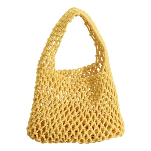 ALINUOYQ Baumwollseilfischereinetz Eimer-Beutel for Frauen Mädchen Oberste Grifftasche (gelb) von ALINUOYQ