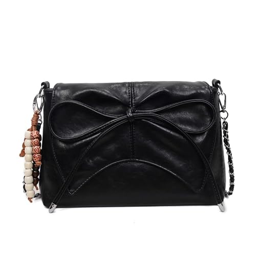 ALINUOYQ Bogenknoten Umhängetasche PU Handtasche Mode Clutch for Frauen Mädchen Damen (schwarz) von ALINUOYQ