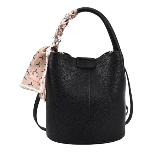 ALINUOYQ Bucket Bag Pu Leder Designer Umhängetasche for Frauen Reisen (schwarz) von ALINUOYQ