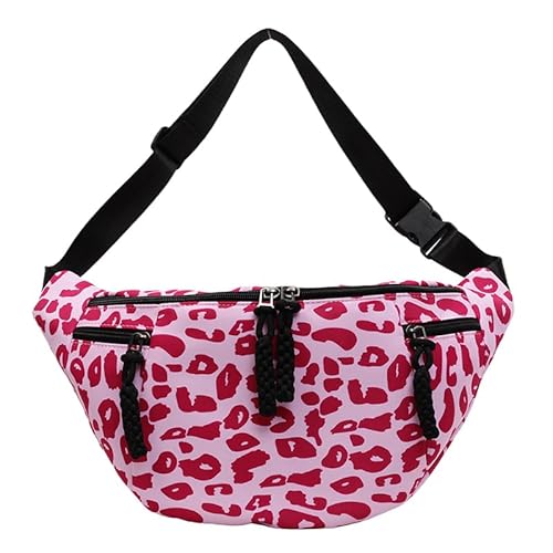 ALINUOYQ Canvas Leopard Crossbody Bag Trendy Pum Bag for Frauen Schlinge Umhängetasche (rosa) von ALINUOYQ