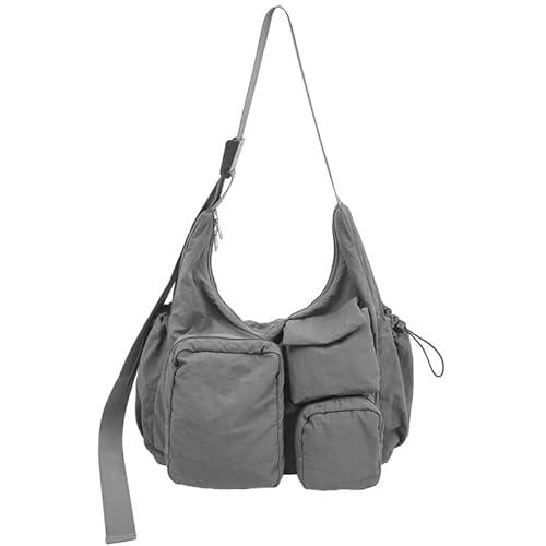 ALINUOYQ Casual Nylon Crossbody Bag Arbeit Umhängetasche Multi-Tocket-Messenger-Tasche (grau) von ALINUOYQ