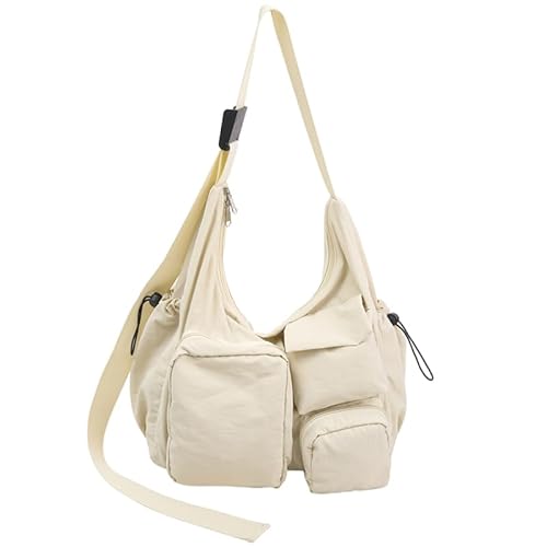 ALINUOYQ Casual Nylon Crossbody Bag Arbeit Umhängetasche Multi-Tocket-Messenger-Tasche (weiß) von ALINUOYQ