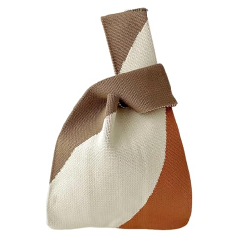 ALINUOYQ ColorBlock Strick -Beutel Leichtes ästhetischer Strickzucht for Frauen (Khaki) von ALINUOYQ