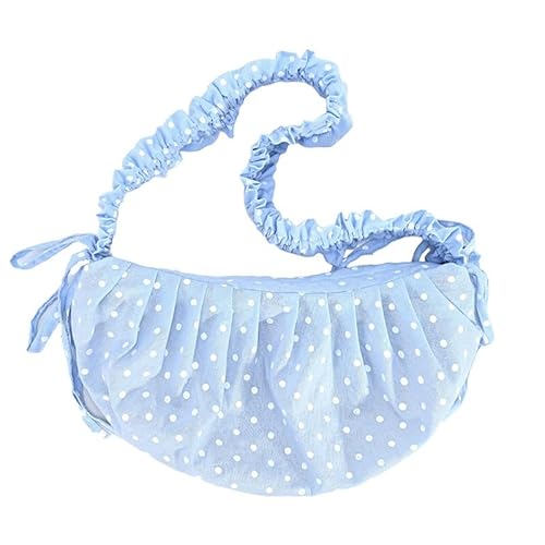 ALINUOYQ Damen Retro Umhängetasche Halbmond Tasche mit Tupfen und Falten Design, Vintage Kleine Schultertasche von ALINUOYQ