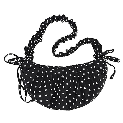 ALINUOYQ Damen Retro Umhängetasche Halbmond Tasche mit Tupfen und Falten Design, Vintage Kleine Schultertasche von ALINUOYQ