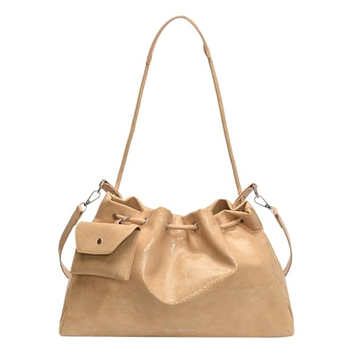 ALINUOYQ Drawschnellschneiderbeutel PU Leder Hobo Tasche groß for Frauen Mädchen (gelb) von ALINUOYQ