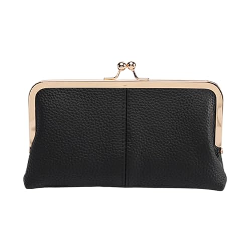 ALINUOYQ Echte Lederinnen -Frauen Clutch -Geldbörse gerahmte Münzgrundtasche Wechselbeutel (schwarz) von ALINUOYQ