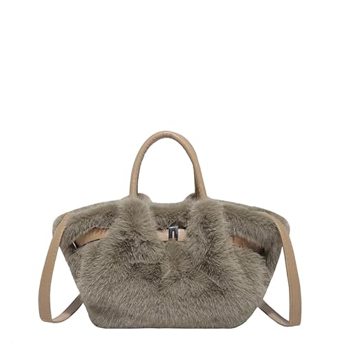 ALINUOYQ Flauschige Einkaufstasche Winter Pelzing Geldbeutel for Frauen Faux Pelzbeutel mit Riemen weiche Plüschhandtaschen Pelzige Schulter -Cross -Body -Taschen von ALINUOYQ