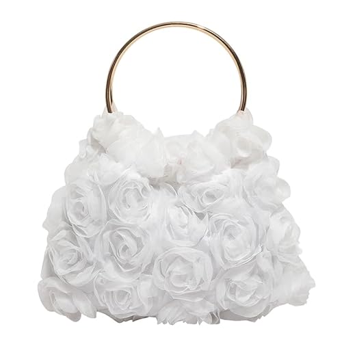 ALINUOYQ Frauen Blumenkupplung Geldbörsen Feste Farbbraut Geldbeutel Griff (weiß) von ALINUOYQ