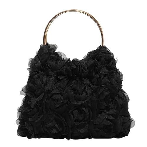 ALINUOYQ Frauen Blumenkupplungen Geldbörsen for Feste Farbbraut Geldbeutel Griff (schwarz) von ALINUOYQ