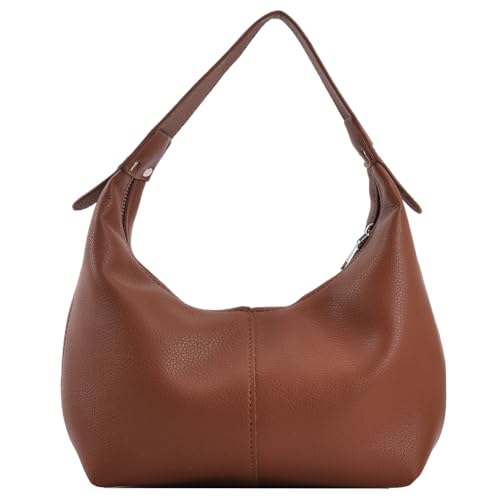 ALINUOYQ Frauen Retro Schulter Tasche PU Leder Einfache Schulter Geldbörse Einfarbig Casual Achselhöhle Handtasche Mädchen Im Freien Täglichen Tasche von ALINUOYQ