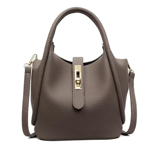 ALINUOYQ Frauen Trendy Eimer Umhängetasche PU Leder Schlinge lässige Handtasche (hellgrau) von ALINUOYQ