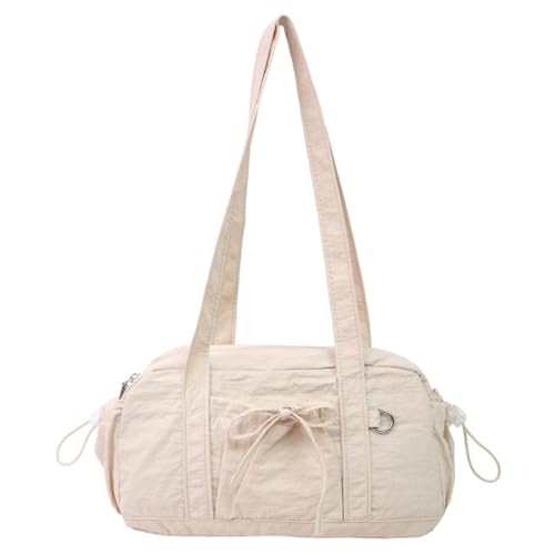 ALINUOYQ Frauen stilvolle Nylonhandtasche große Kapazität Bowknot Put -Umhängetasche (Beige) von ALINUOYQ