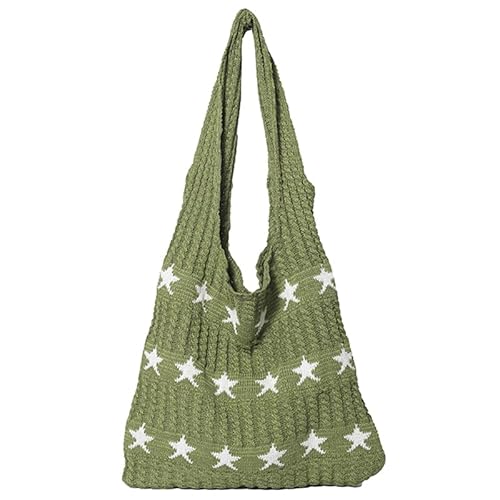 ALINUOYQ Frauen stilvolle Strickumhängetasche handgewebte Tasche Strandstrandhandtasche (grün) von ALINUOYQ