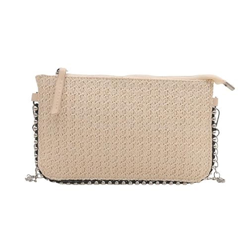 ALINUOYQ Frauen stilvolle Strickumhängetasche mit Chain Beach Travel Crossbody Tasche (weiß) von ALINUOYQ