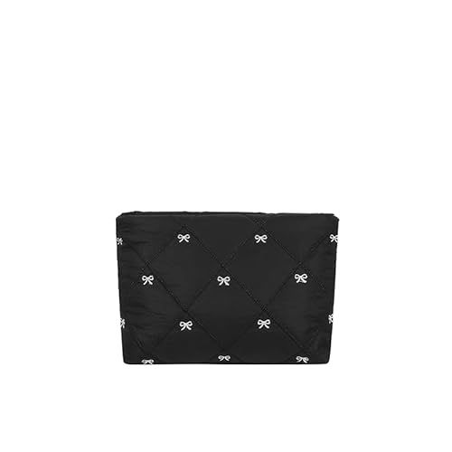 ALINUOYQ Frauen süße Bogenspeicherbeutel gesteppte Clutch -Tasche große Sticktasche (schwarz) von ALINUOYQ