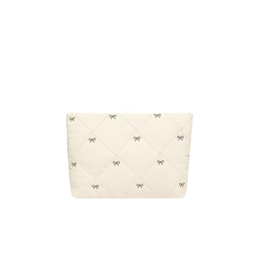 ALINUOYQ Frauen süße Bogenspeicherbeutel gesteppte Clutch -Tasche große Sticktasche (weiß) von ALINUOYQ
