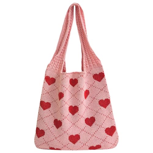 ALINUOYQ Häkel-Tragetasche for Damen, Herzmuster, Sommer-Strandtasche, große Kapazität, Stricktasche, Tragetasche for Urlaubsreisen ALINUOYQ Häkel-Tragetasche for Damen, Herzmuster, Sommer-Strandtasche, große Kapazität, Stricktasche, Tragetasche for Urlaubsreisen von ALINUOYQ