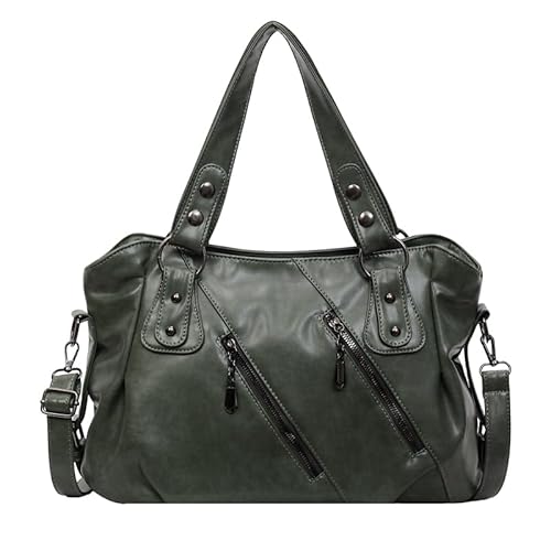 ALINUOYQ Hobo-Tasche for Damen Vintage Leder Schultertasche mit Mehreren Taschen, Große Tragetasche, Umhängetasche mit Oberem Griff, Satchel Geldbörse von ALINUOYQ