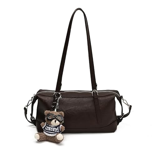 ALINUOYQ Kissenbeutel PU Vintage Tasche Trendige Schulterhandtaschen for Frauen Mädchen (Kaffee) von ALINUOYQ