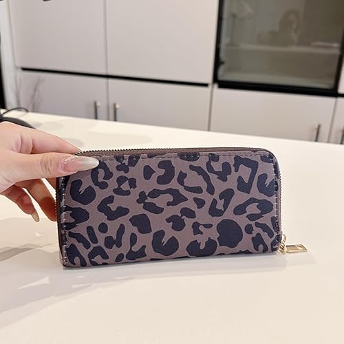 ALINUOYQ Leopard Bedruckt Retro Long Tasche Leopard gedrucktes Handheld -Brieftasche (braun) von ALINUOYQ