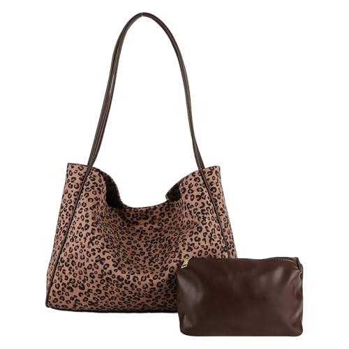 ALINUOYQ Leopard -Einkaufstasche Große Umhängetasche for Frauen Weekender über Nacht (braun) von ALINUOYQ