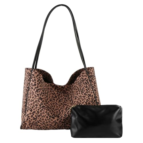 ALINUOYQ Leopard -Einkaufstasche Große Umhängetasche for Frauen Weekender über Nacht (schwarz) von ALINUOYQ