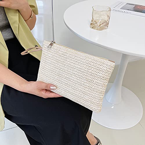 ALINUOYQ Mode Bohemian Woven Clutch Armband Tasche Casual Damen Strand Sommer Einfarbig Stilvolle Handtaschen Geldbörse von ALINUOYQ